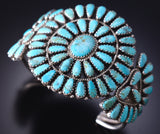 Tradional Vintage Pettypoint Turquoise Bracelet by Larry Moses Begay 6K28B