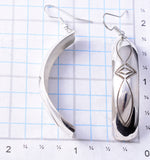 Silver Navajo Handstamped Concho Design Curved Earrings by Nova Ashley 6B14L
