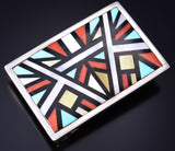 Vintage Turquoise Multistone Zuni Inlay Geometric Buckle by YK Natachu 6A03E