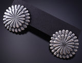 Silver Navajo Handmade Basket Round Earrings by Rita Largo 6F17Q