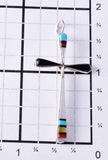 Silver & Turquoise Multistone Zuni Inlay Cross Pendant By Sylvester Noche - 6J31X