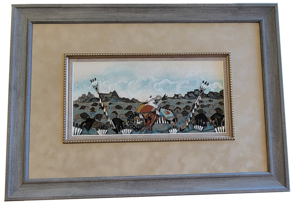 Navajo Sandpainting by Rosie Yellowhair - Buffalo Never Die - 6D02P