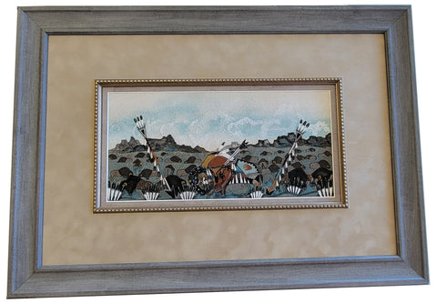 Navajo Sandpainting by Rosie Yellowhair - Buffalo Never Die - 6D02P