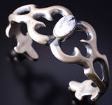 Silver & White Buffalo Turquoise Navajo Sandcast Bracelet by Francis Begay 5L20J