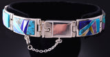 Silver & Turquoise Multistone Navajo Inlay Link Bracelet by TSF 3L16B