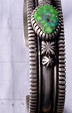 Silver & Carico Lake Turquoise Navajo Handmade Stars Bracelet by Erick Begay 5H03B