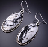 Silver & White Buffalo Turquoise Navajo Earrings by Sammie Burnside 6D09H