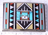 Vintage Silver & Turquoise Zuni Multistone Sunface Buckle by R & L Vacit 5H21C