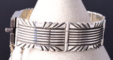 Vintage Silver Navajo Handstamped Link Bracelet stamped L 5L17J