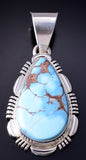 Silver & Golden Hills Turquoise Navajo Handmade Pendant by Rick Tolino 5L13Q