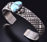 Silver & Golden Hills Turquoise Navajo Handmade Bracelet by Erick Begay 5H01J