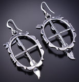 Silver & Turquoise Navajo Arrow w/ Dream Catcher Earrings by Arlene Lewis 6D07L