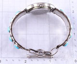Vintage Silver & Turquoise Row Navajo Watchband w/ Watch by TG 5L17D