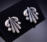 All Silver Navajo Concho Earrings by Rita Largo 6J30C