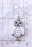 Silver & Mother of Pearl & Jet Zuni Inlay Owl Earrings Regina Kallestewa 3K09Q