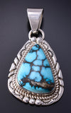 Vintage Silver & Turquoise Navajo Handmade Pendant by NE 5K10R