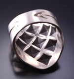 Size 12-1/4 Silver Navajo Handstamped Men's Ring by Calvin Martinez 4A12L