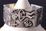 Vintage Silver Laguna Choctaw Story Telling Link Bracelet by Frank Carillo 6D28Z