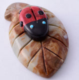 Picasso Marble Zuni Fetish - Lady Bug on a leaf by Reynold Lonasee 5L09K