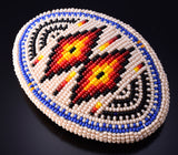 Preowned Native American Handbeaded Diamond Pattern Buckle 5D07Q