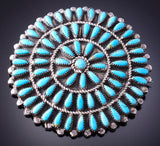 Vintage Silver & Turquoise Zuni Handmade Brooch 4A19O