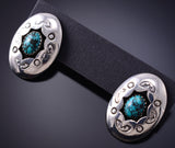 Vintage Silver & Turquoise Navajo Shadowbox Earrings 6F09R