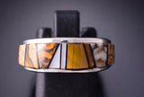 Size 6 Silver & Tiger Eye Multistone Navajo Inlay Ring by TSF 3L13Y