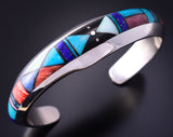 Silver Multistone Navajo Inlay Four Corners Bracelet by Jim Harrison 4C13D