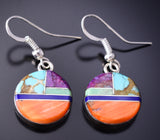 Silver & Turquoise Multistone Navajo Inlay Earrings by Arnold Yazzie 6F17V