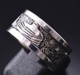 Size 11 Silver Navajo "Hogan" & Home Storytelling Ring by Elaine Becenti 5L10Z