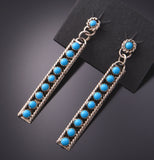 Silver & Turquoise Row Navajo Dangle Earrings by Chester Charley 3B10O