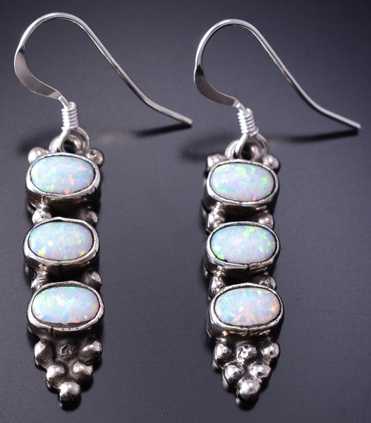 Silver & Opal Navajo Handmade Stacked Earrings by Gary Shorty 6D09F