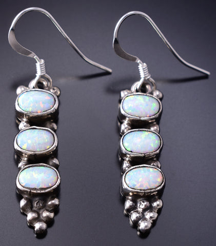 Silver & Opal Navajo Handmade Stacked Earrings by Gary Shorty 6D09F