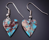 Southwest Design Blue Indigo Heart Shaped Slab Earrings 5B19F