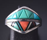 Vintage Size 6-1/4 Silver Multistone Zuni Inlay Ring 5K10P