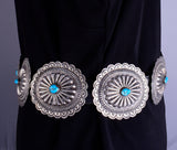 Vintage Classic Traditional Navajo Turquoise Concho Belt signed LS 5L11S