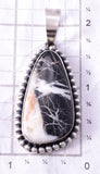 Silver & White Buffalo Turquoise Long Navajo Pendant by Skeets 4A04G