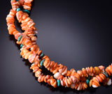 28" Turquoise & Spiny Oyster Shell 3-Strand Navajo Necklace by Ravis Henry 6H06V