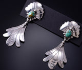 Silver & Turquoise Navajo Handstamped Earrings by Genevieve Francisco 5G16G