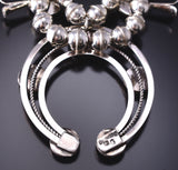 Silver & Kingman Turquoise Navajo Squash Blossom Necklace Set Phil Garcia 6H25M