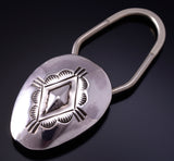 Silver Navajo Handstamped Concho Style Key Ring 5B14K