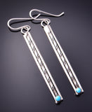 Silver & Turquoise Bottom Long Navajo Earrings by Caroline Tsosie 3B10Q