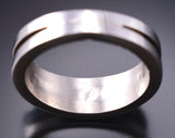 Size 9 Silver & Opal Navajo Inlay Ring by Wilbert Muskett Jr. 6D27H