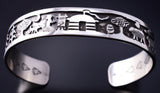 Silver Handmade "Canyon De Chelly' Navajoland Hozho Bracelet - Ravis Henry 5L10A
