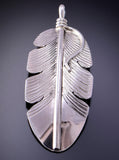 Silver Navajo Handmade Eagle Feather Pendant by Aaron Davis 3D06M