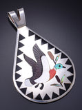 Vintage Silver Multistone Zuni Inlay Mallard Pendant Dennis Nancy Edaakie 6A21X