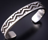 Vintage - Silver Navajo Handmade Mountains Men's Bracelet by Emerson Bill 6A03F