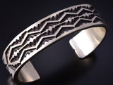 Silver Navajo Handmade Mountains & Valleys Men's Bracelet by Jarold Tahe 5J18M
