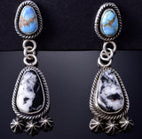 Silver & Golden Hills Turquoise White Buffalo Navajo Earrings Erick Begay 6C01N
