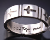 Size 12-1/4 Silver Navajo Handmade His Holy Cross Ring by Erick Begay 6C02T
